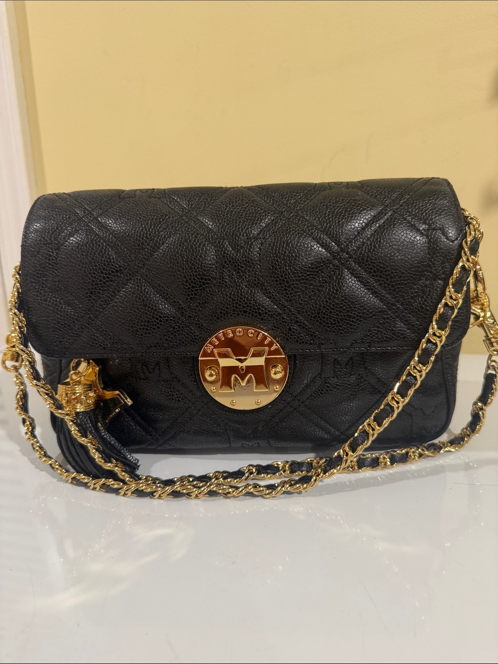 MetroCity Crossbody Genuine CAVIAR Leather 🔥 Tassel Accent
